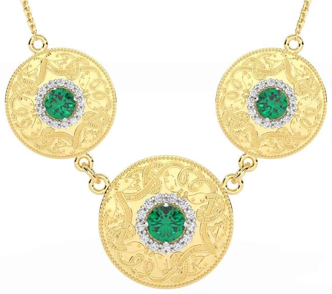 Diamond Emerald Gold Silver Celtic Warrior Necklace