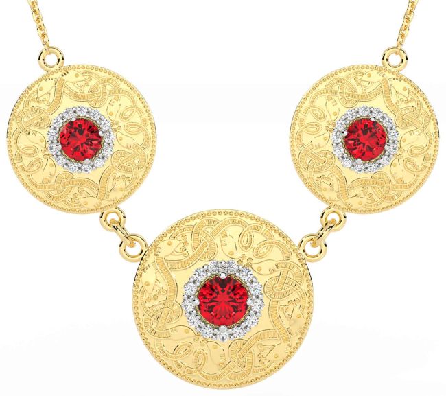Diamond Ruby Gold Silver Celtic Warrior Necklace