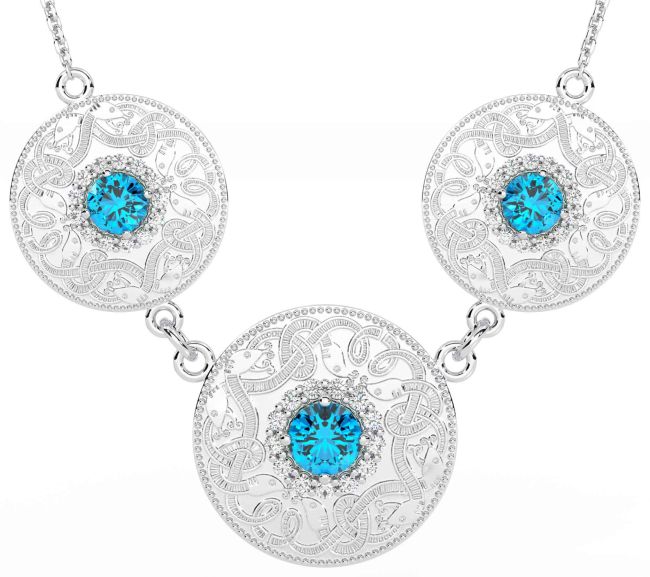 Diamond Topaz Silver Celtic Warrior Necklace