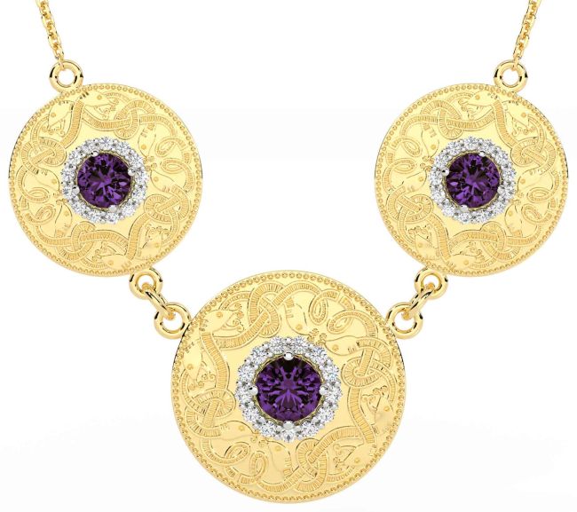 Diamond Alexandrite Gold Celtic Warrior Necklace