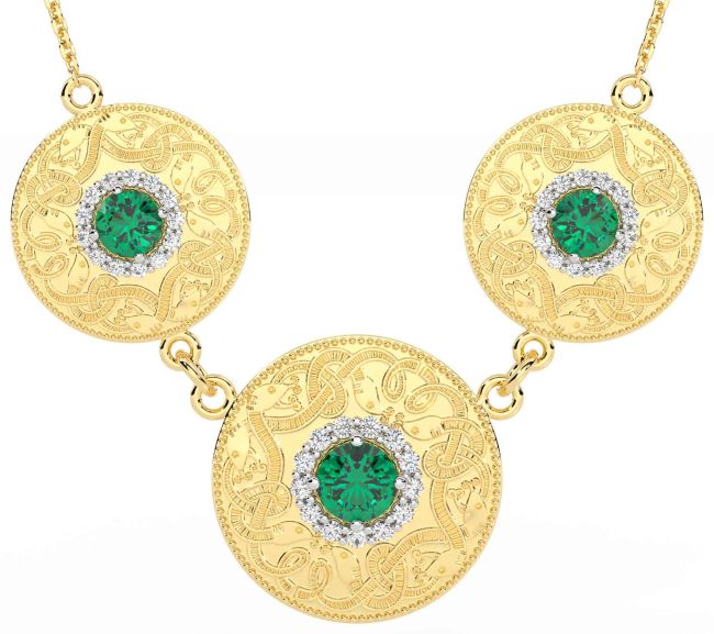 Diamond Emerald Gold Celtic Warrior Necklace