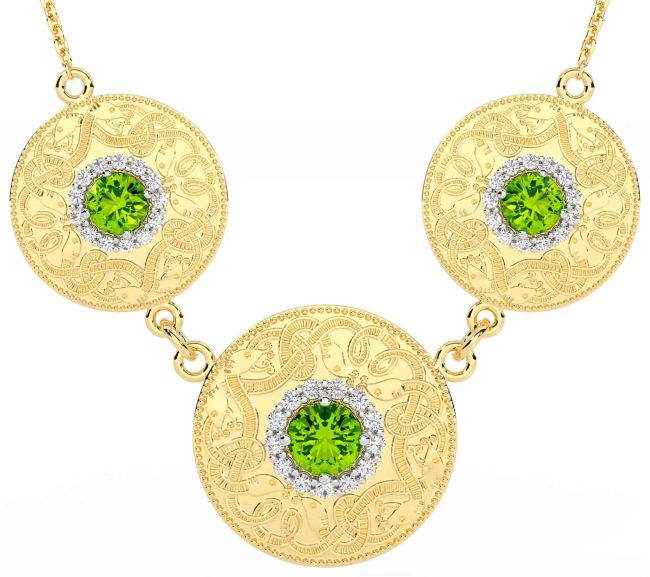 Diamond Peridot Gold Celtic Warrior Necklace