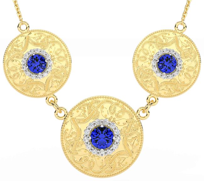 Diamond Sapphire Gold Celtic Warrior Necklace