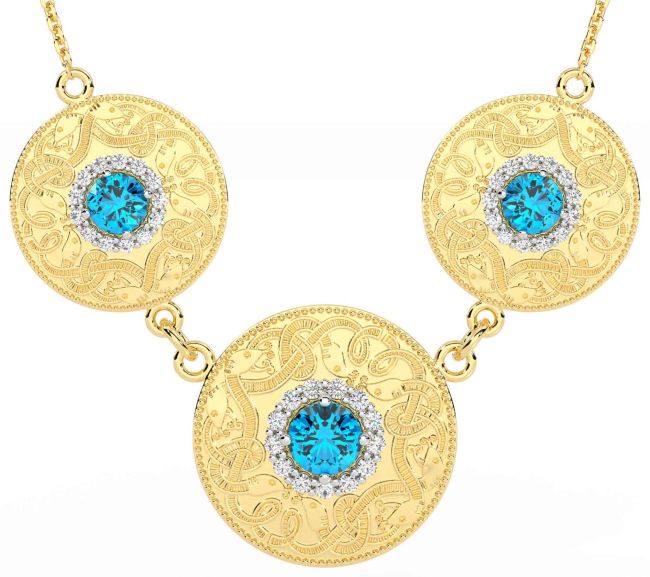 Diamond Topaz Gold Celtic Warrior Necklace