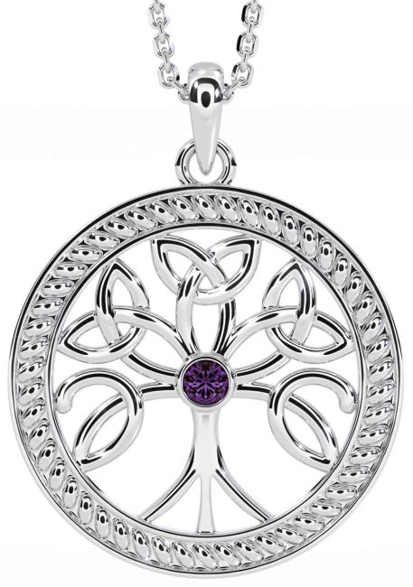 Alejandrita Blanco Oro céltico Árbol de Vida Trinidad Nudo Collar