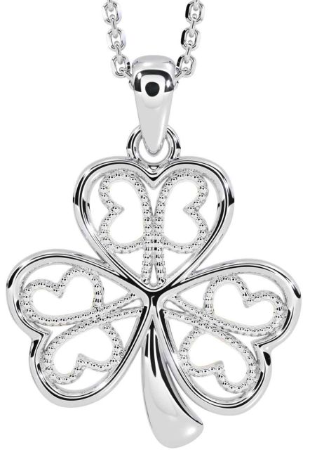 White Gold Shamrock Necklace