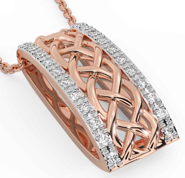 Diamond Rose Gold Silver Celtic Necklace