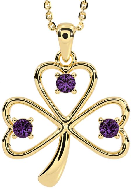 Alexandrite Gold Silver Shamrock Necklace