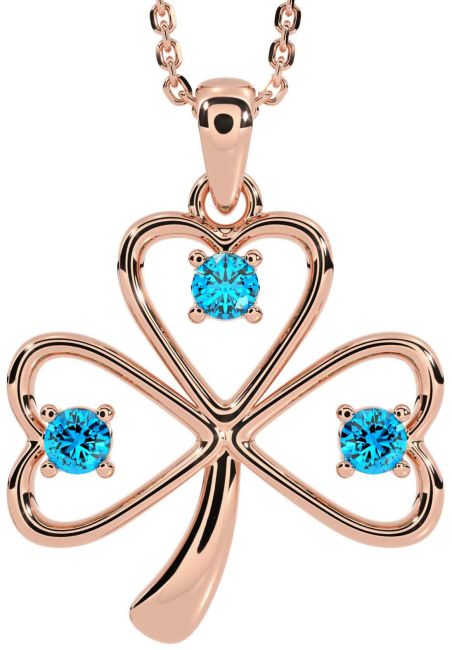 Topaz Rose Gold Shamrock Necklace