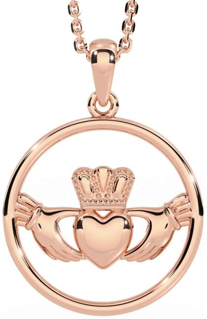 Rose Gold Silver Claddagh Necklace