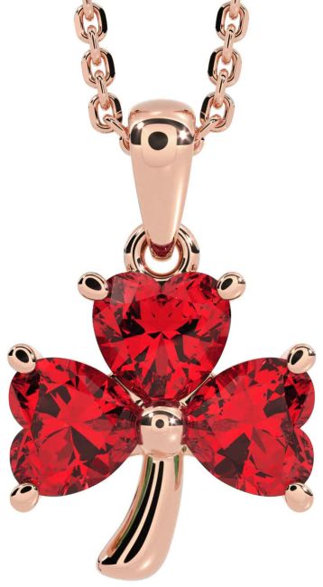 Ruby Rose Gold Silver Shamrock Necklace