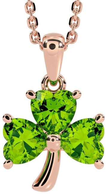 Peridot Rose Gold Shamrock Necklace