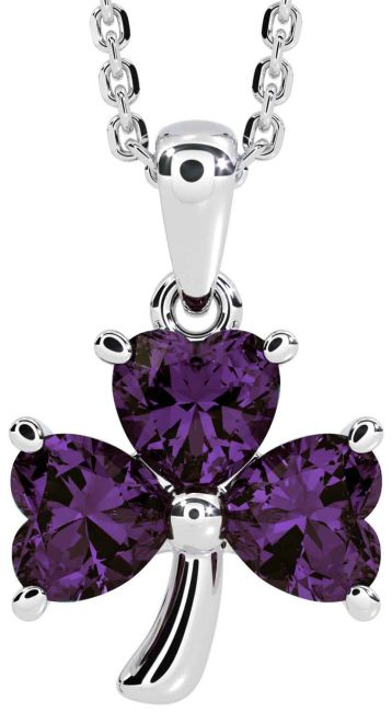 Alexandrite White Gold Shamrock Necklace
