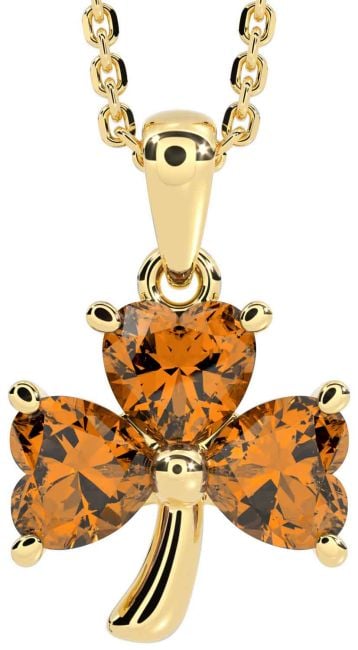 Citrine Gold Shamrock Necklace