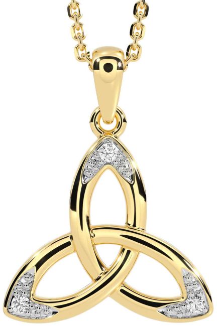 Diamond Gold Silver Celtic Trinity Knot Necklace