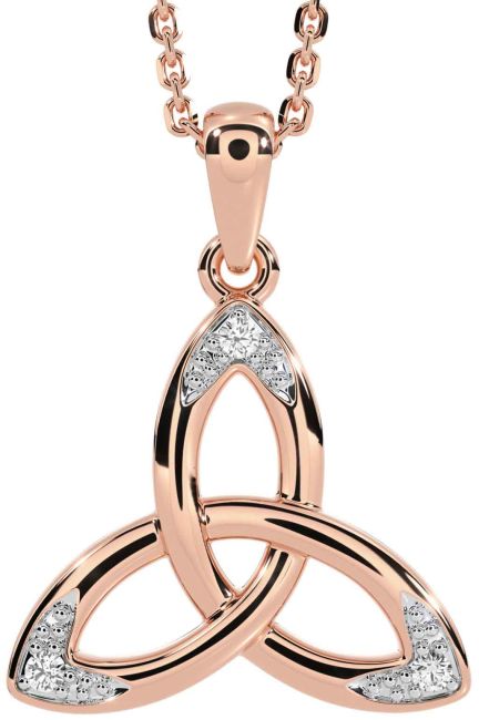 Diamond Rose Gold Celtic Trinity Knot Necklace