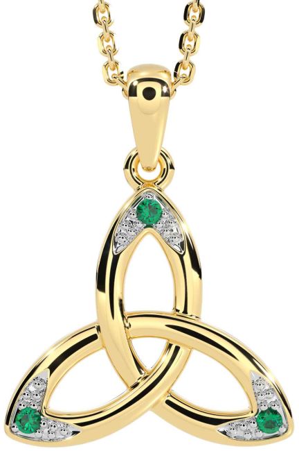 Emerald Gold Celtic Trinity Knot Necklace