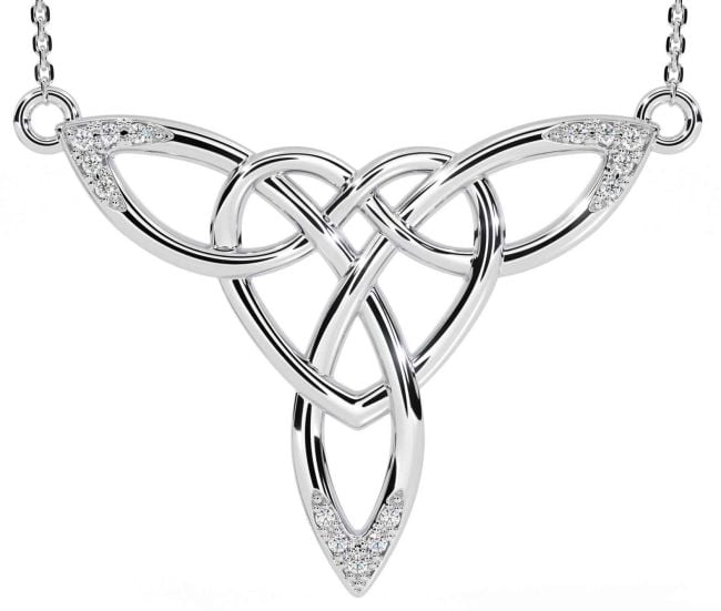 Diamond White Gold Celtic Knot Heart Necklace