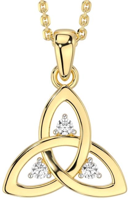 Diamond Gold Silver Celtic Trinity Knot Necklace