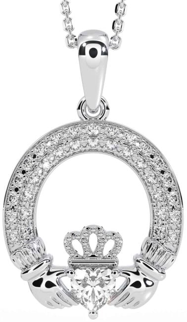 Diamond Silver Claddagh Necklace