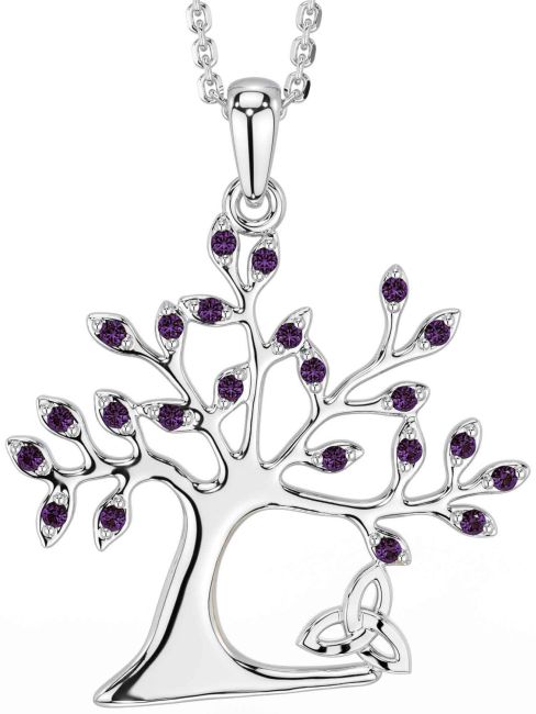 Alexandrite Silver Celtic Tree of Life Trinity Knot Necklace