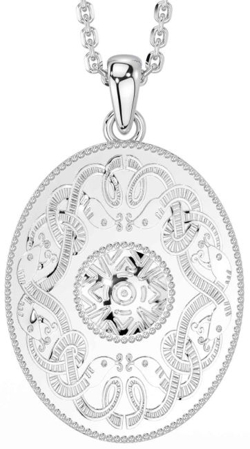 White Gold Celtic Warrior Necklace