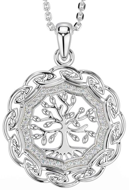 Diamond White Gold Celtic Tree of Life Necklace
