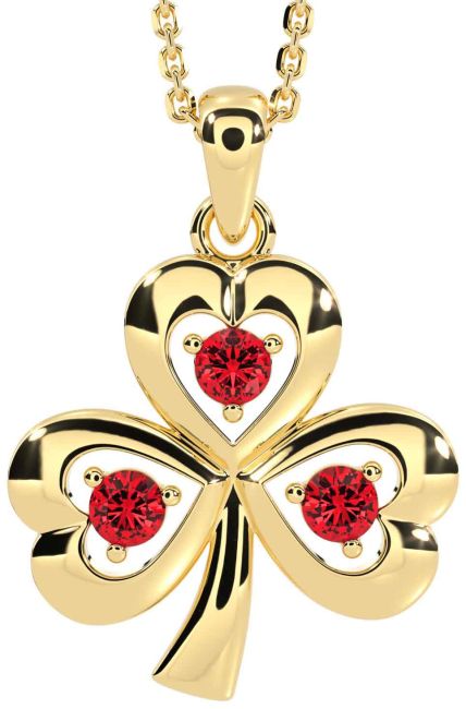 Ruby Gold Shamrock Necklace