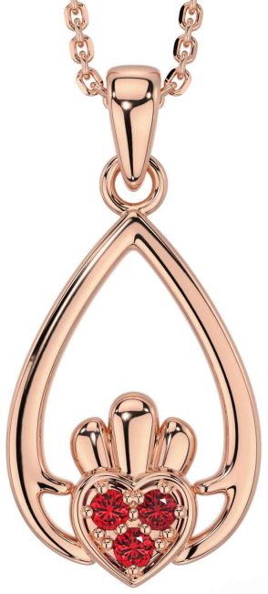 Ruby Rose Gold Silver Claddagh Necklace