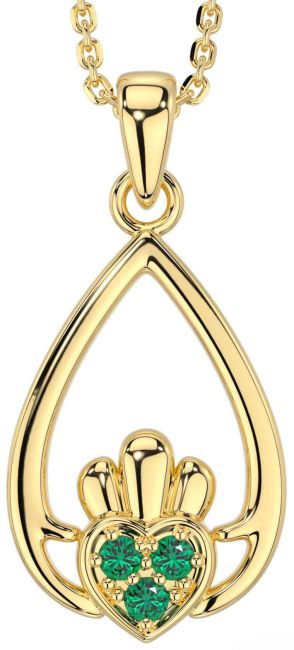 Smaragd Guld Silver Claddagh Halsband