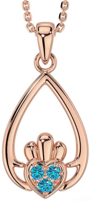 Topaz Rose Gold Claddagh Necklace