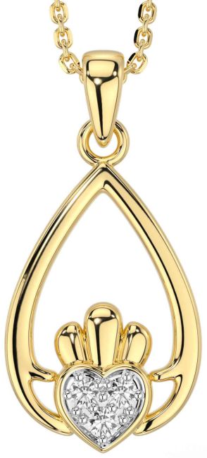 Diamond Gold Claddagh Necklace