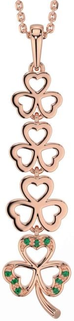 Emerald Rose Gold Silver Shamrock Necklace