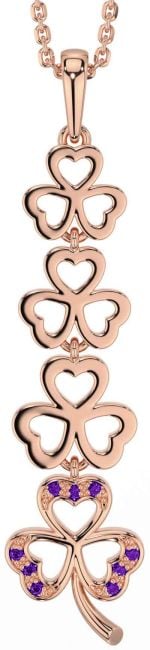 Amethyst Rose Gold Shamrock Necklace