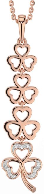 Diamond Rose Gold Shamrock Necklace