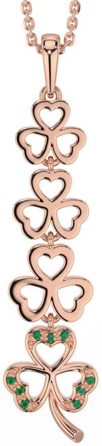 Emerald Rose Gold Shamrock Necklace