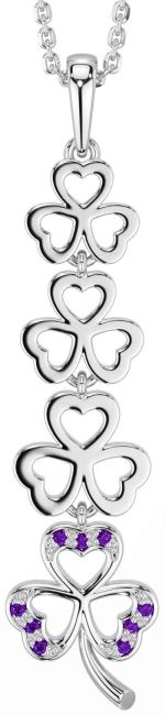Amethyst White Gold Shamrock Necklace