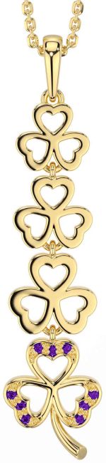 Amethyst Gold Shamrock Necklace