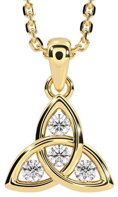 Diamond Gold Silver Celtic Trinity Knot Necklace