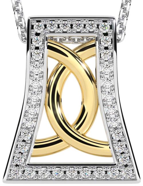 Diamond White Yellow Gold Celtic Necklace