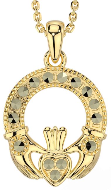 Marcasite Gold Claddagh Necklace