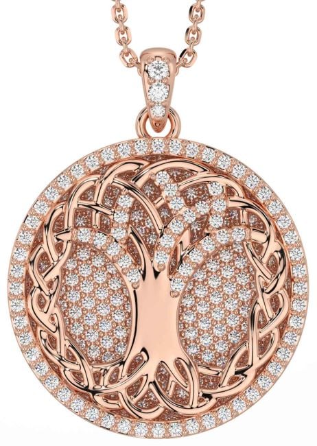 Diamond Rose Gold Celtic Tree of Life Necklace