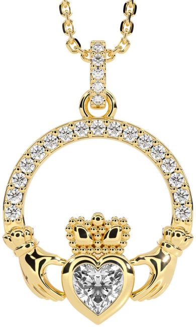 Diamond Gold Claddagh Necklace