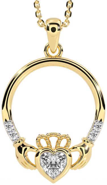 Diamond Gold Claddagh Necklace