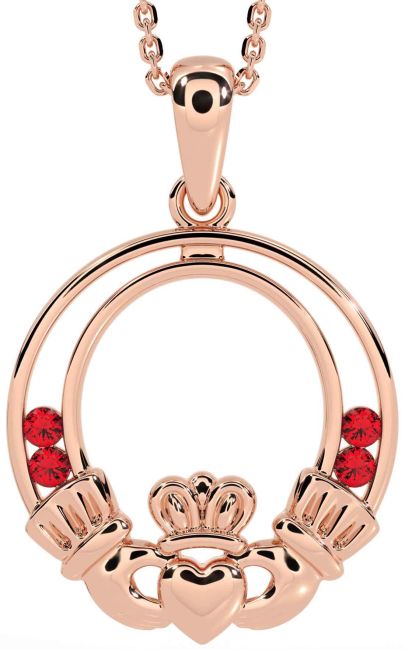 Ruby Rose Gold Silver Claddagh Necklace