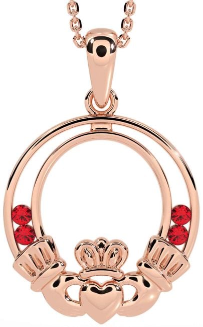 Ruby Rose Gold Claddagh Necklace