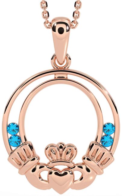 Topaz Rose Gold Claddagh Necklace