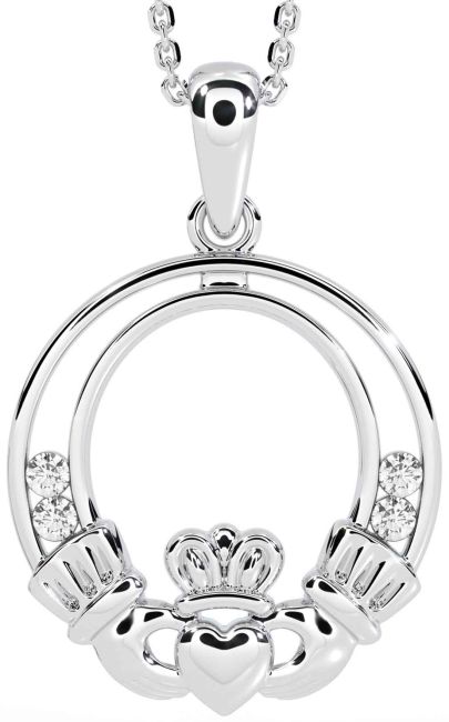 Diamant Sølv Claddagh Halskæde