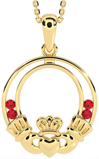 Ruby Gold Claddagh Necklace