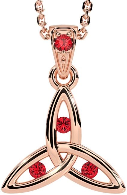 Ruby Rose Gold Silver Celtic Trinity Knot Necklace